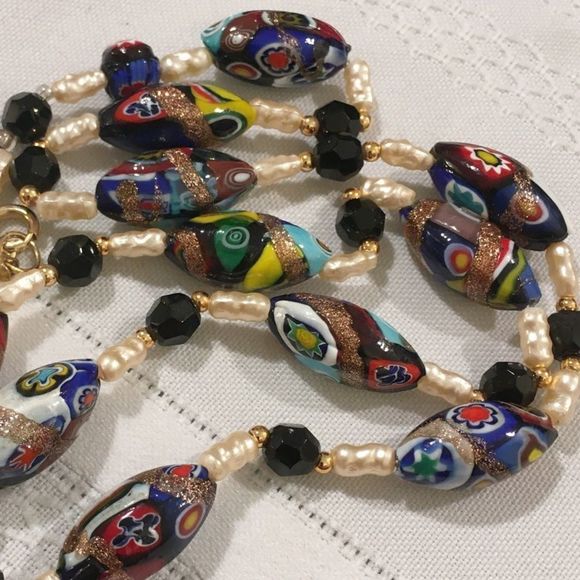 Vintage Murano Glass And Saltwater Pearl Necklace - Picture 6 of 6